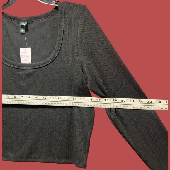 Wild Fable - Women's Ribbed Long Sleeve Scoopneck T-Shirt - Black - Extra Large - Picture 3 of 13